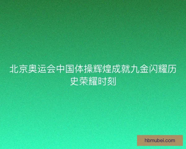 北京奥运会中国体操辉煌成就九金闪耀历史荣耀时刻