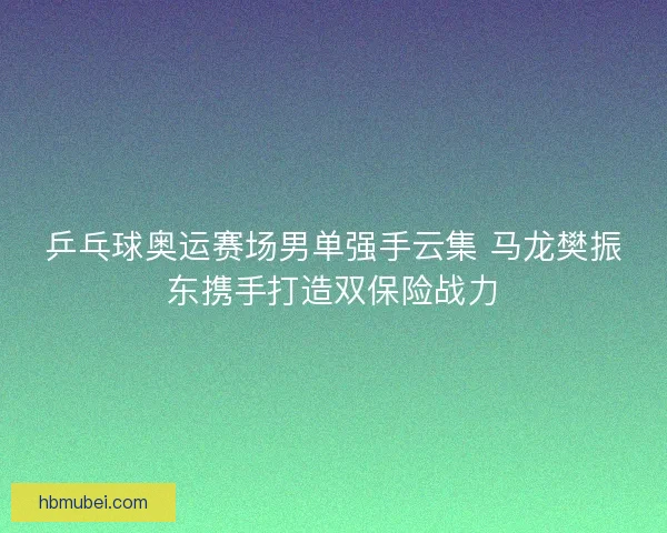 乒乓球奥运赛场男单强手云集 马龙樊振东携手打造双保险战力 乒乓球奥运赛场男单强手云集 马龙樊振东携手打造双保险战力