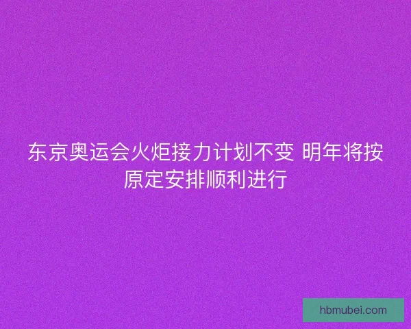 东京奥运会火炬接力计划不变 明年将按原定安排顺利进行